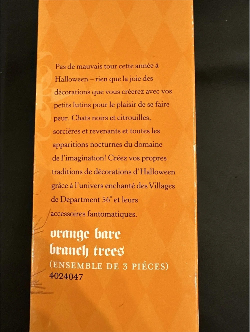 Dept 56 Halloween Village Orange Bare Branch Trees 3